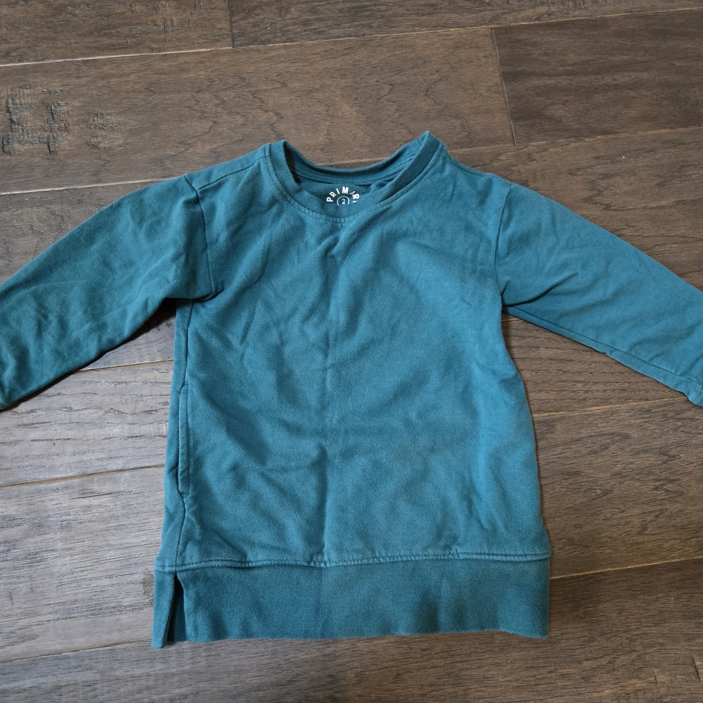 Primary Blue Long Sleeve Tee Classic Crewneck